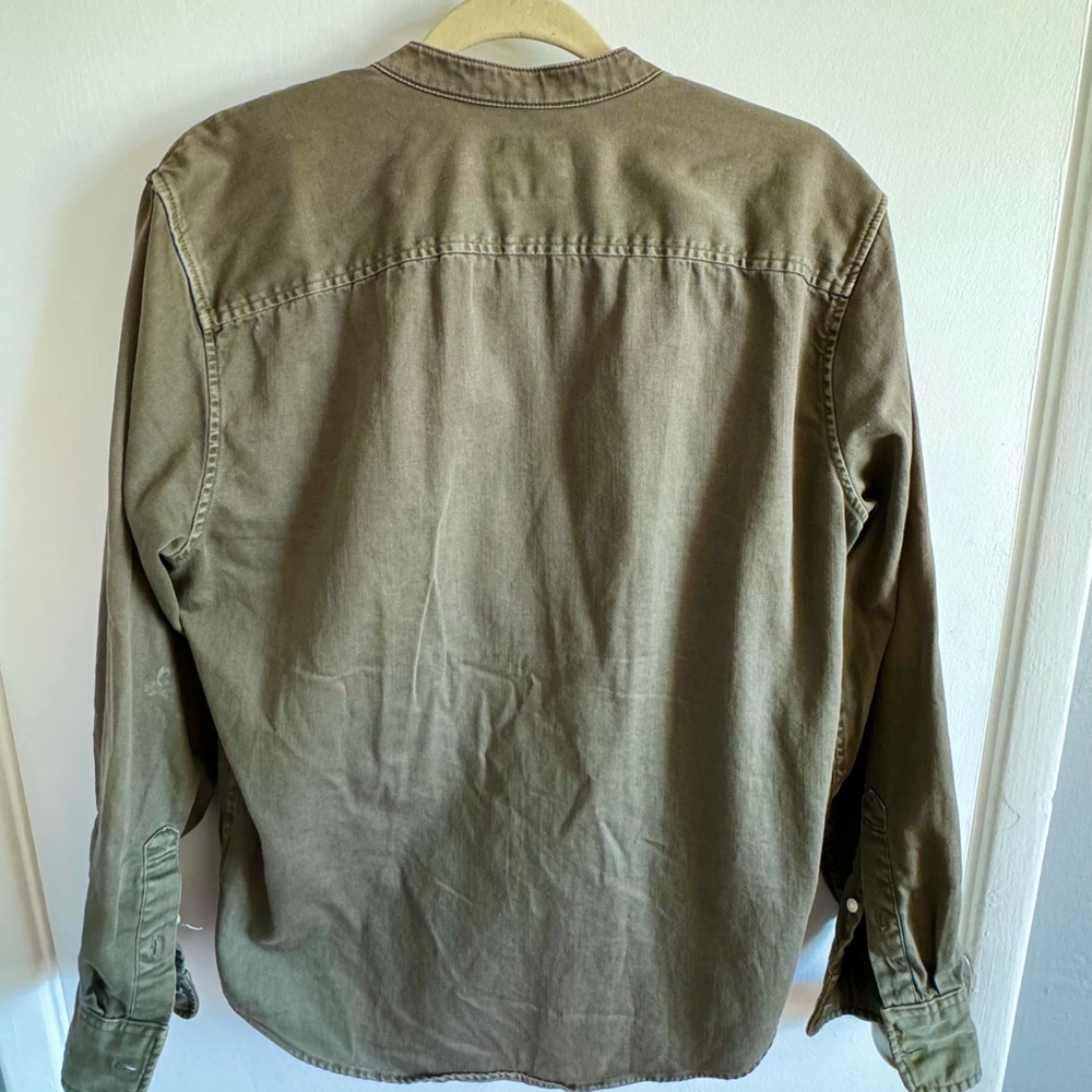 Abercrombie & Fitch Mandarin Collar Green Button- Down Size S